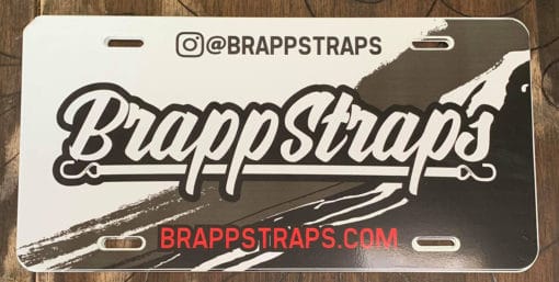 BrappStraps White License Plate