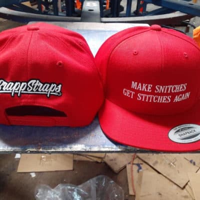 Make Snitches Get Stitches Again Snapback Hat by Brapp Straps